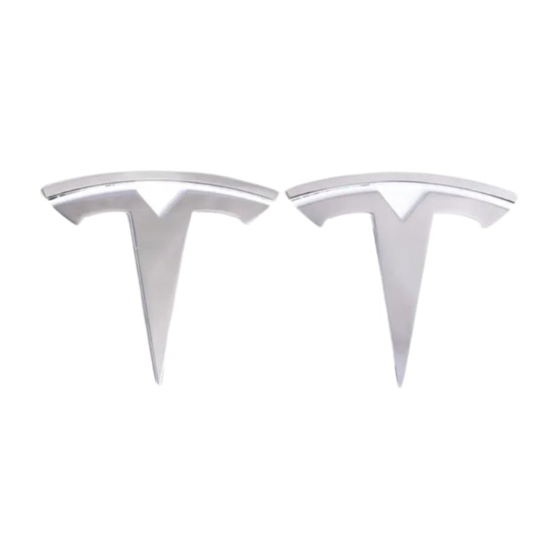 Model 3 Badge Emblem  Front Hood and Rear Trunk Replacement Logo for Tesla Model 33D Metal Emblem Set 2 Pieces Chrome